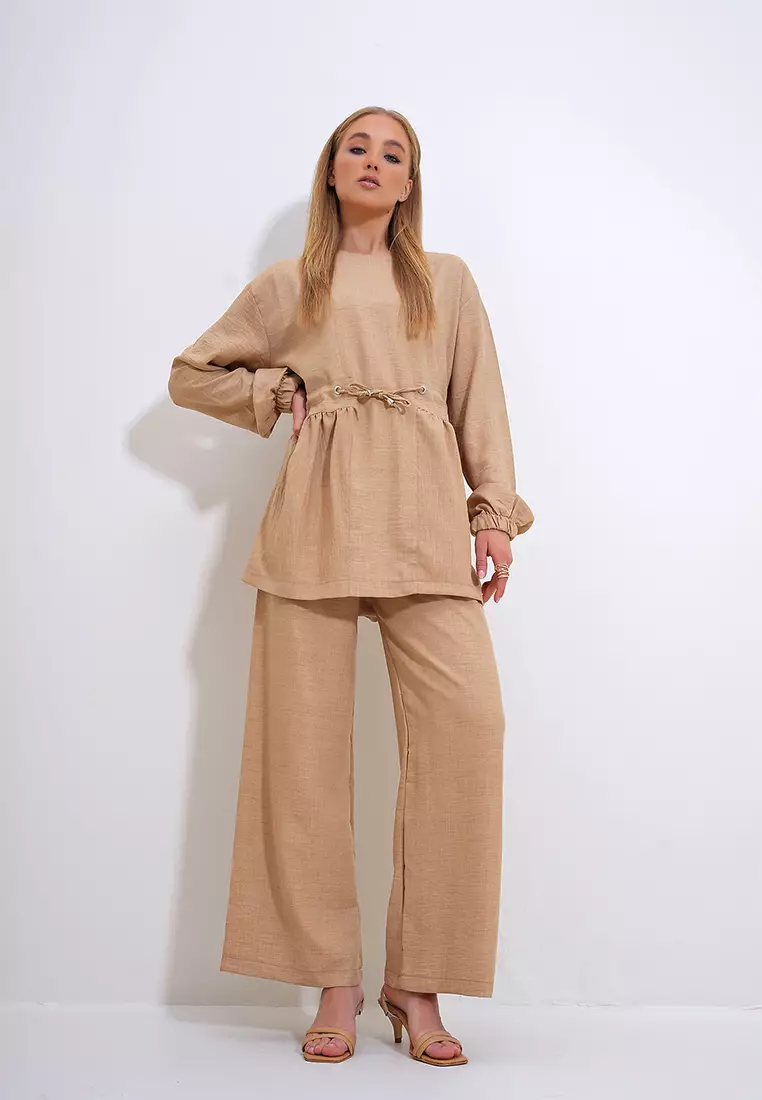 Crew Neck Tunic & Palazzo Trousers Set