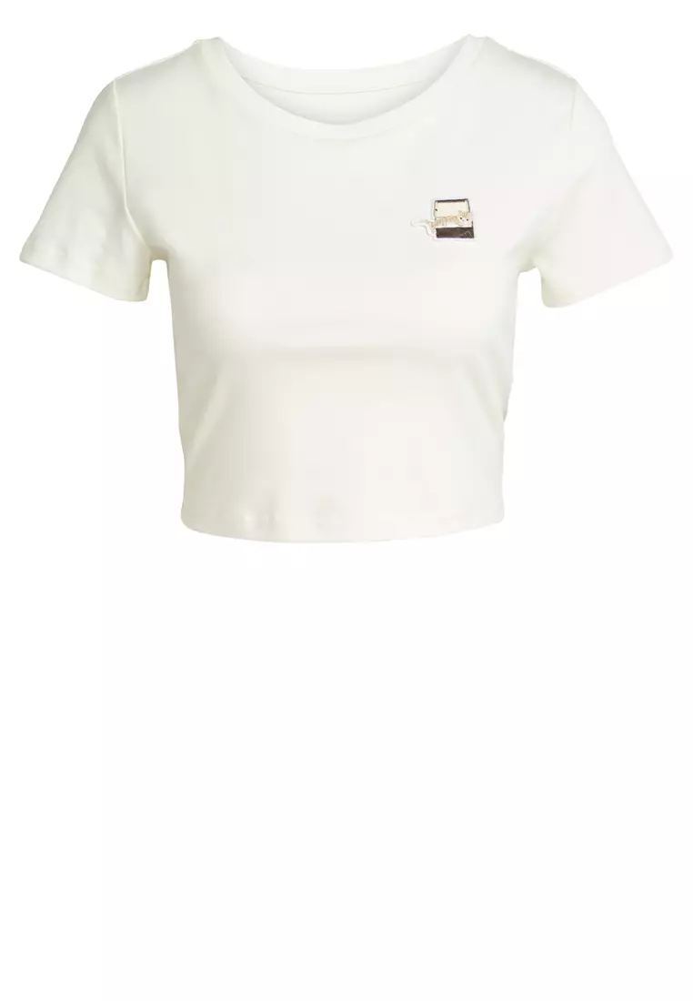 Cat Patch Cropped Graphic T-Shirt