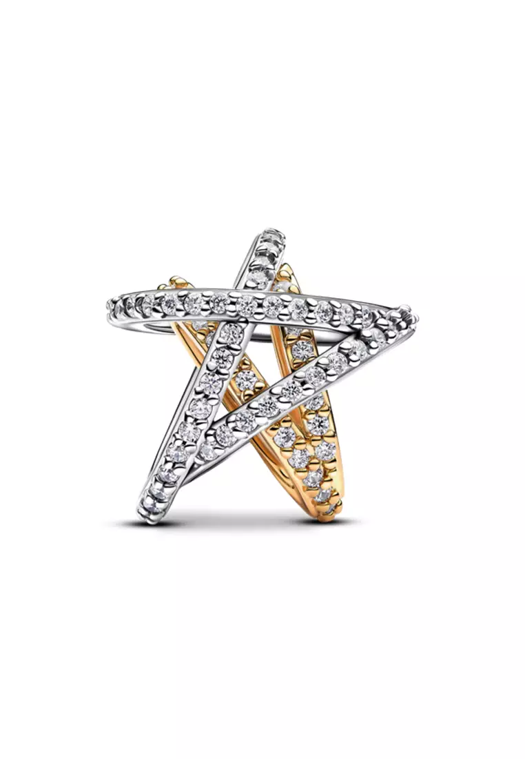 Pandora 14K Gold-Plated Sparkling Crossover Star Charm