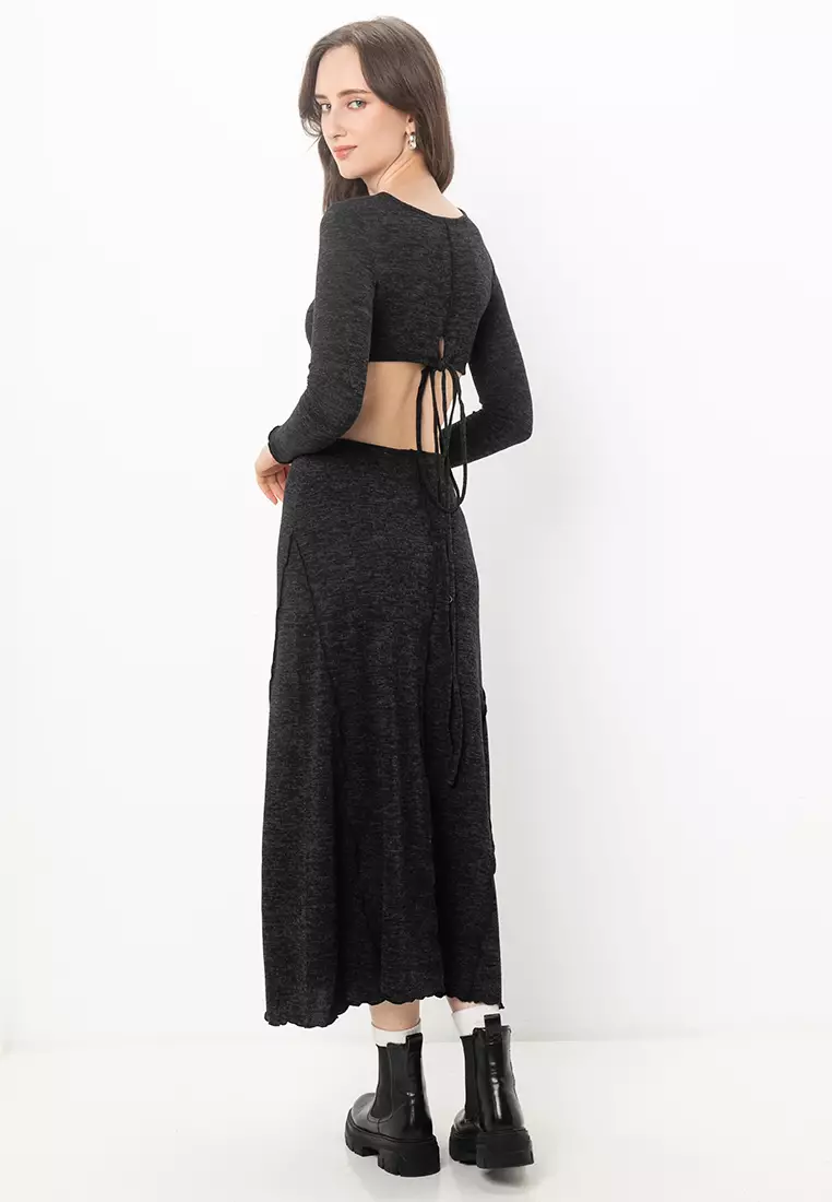 Petite Super Soft Long Sleeves Wrap Maxi Dress