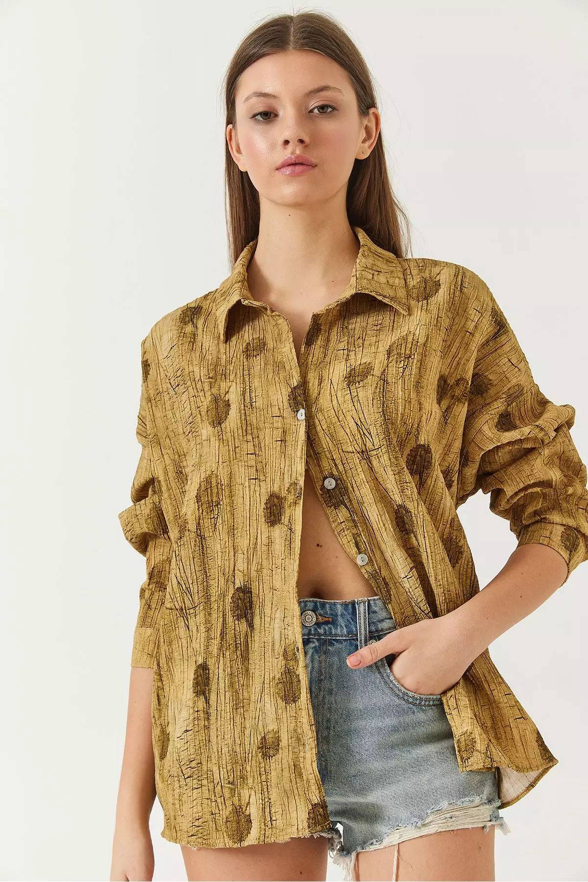 Women's Off Shoulder Print Oversize Shirt 60398 60271063