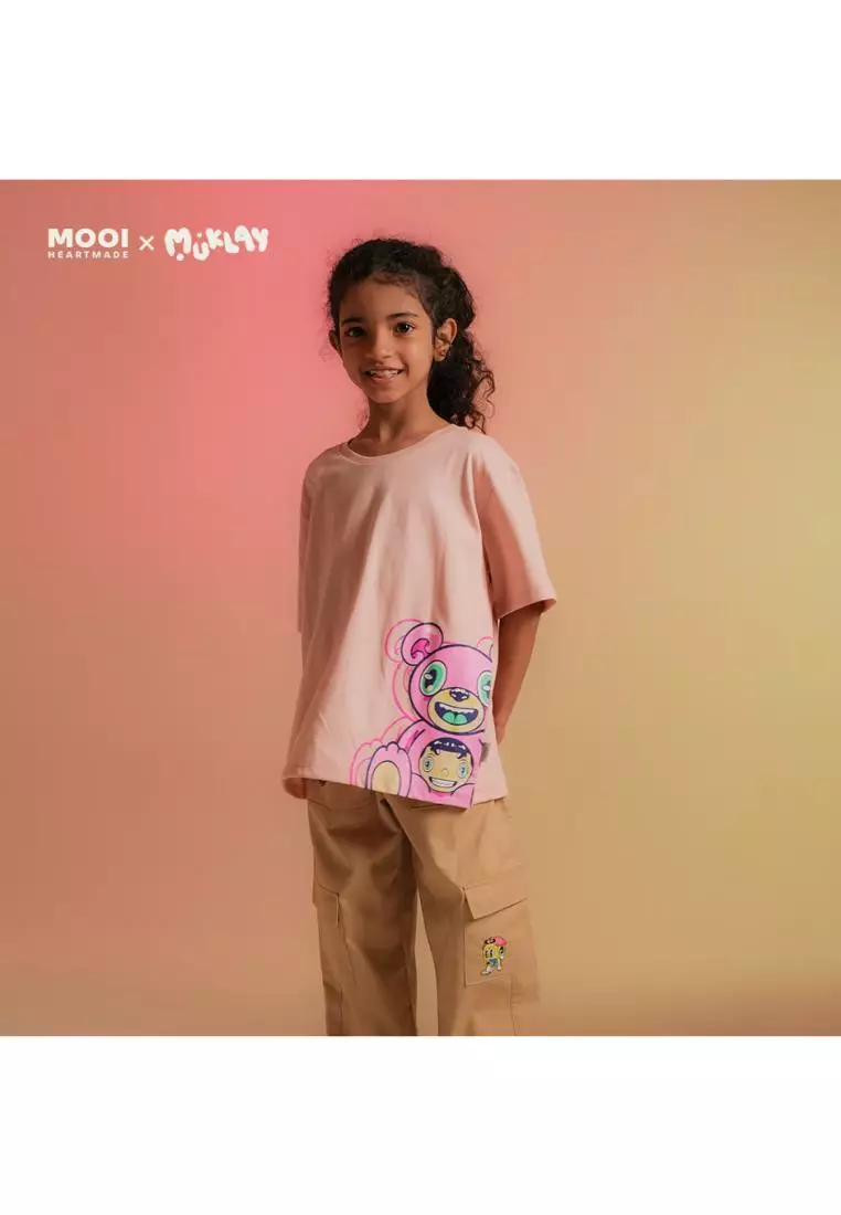 Mooi X Muklay Kaos Anak Unisex Graphic Tee Kids - Pink