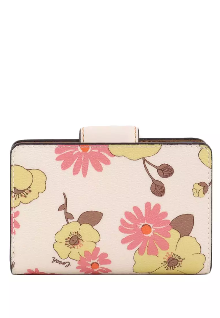 Coach Medium Corner Zip Wallet With Flower Floral Print Pink Women Purse,  Women's Fashion, Bags & Wallets, Purses & Pouches on Carousell