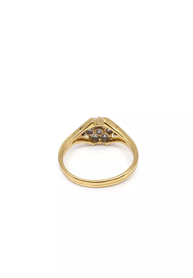 18K Italian Made Yellow Gold Lady Ring with Diamonds