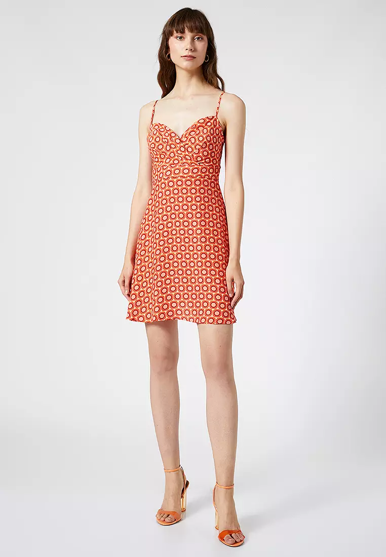 Viscose Sweetheart Neck Mini Dress