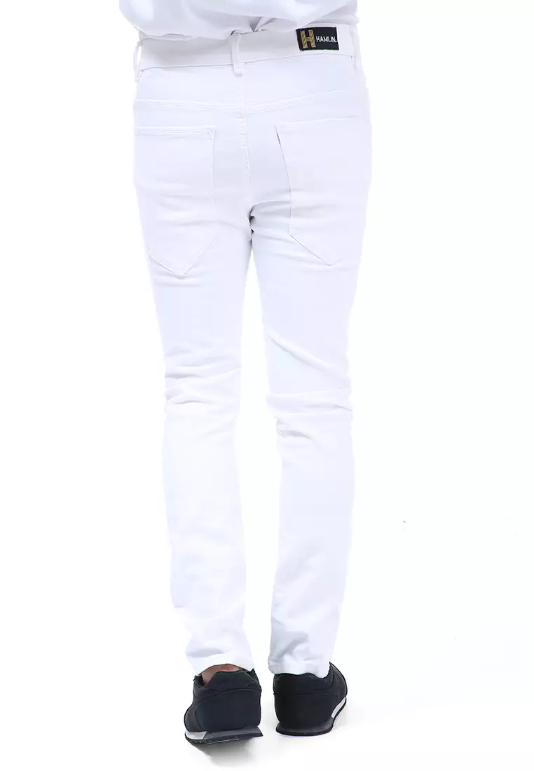 Locko Celana Panjang Pria Ripped Skinny Long Pants Casual Material Jeans ORIGINAL - White