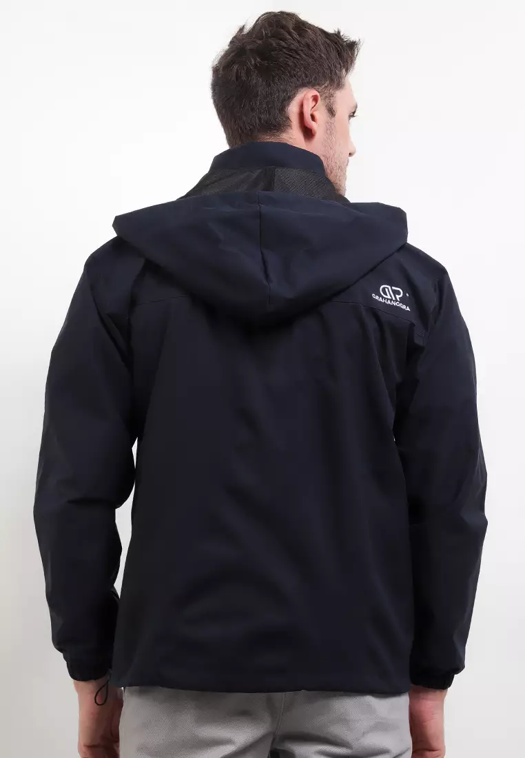 GRAHANGGRA Jaket Waterproof Vasili Hoodie Bisa Dilepas Pasang - Navy Blue