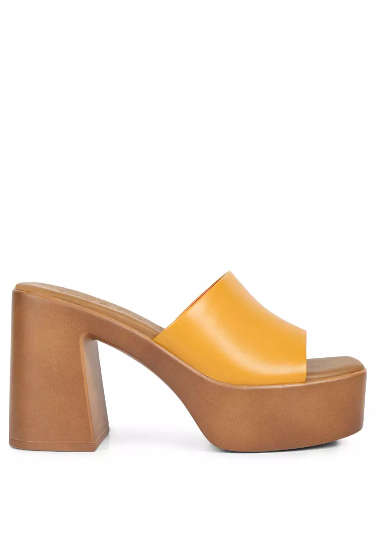 Discount on Rag & Co.  shoes - SKU: Tan Slip On Block Heel Sandals