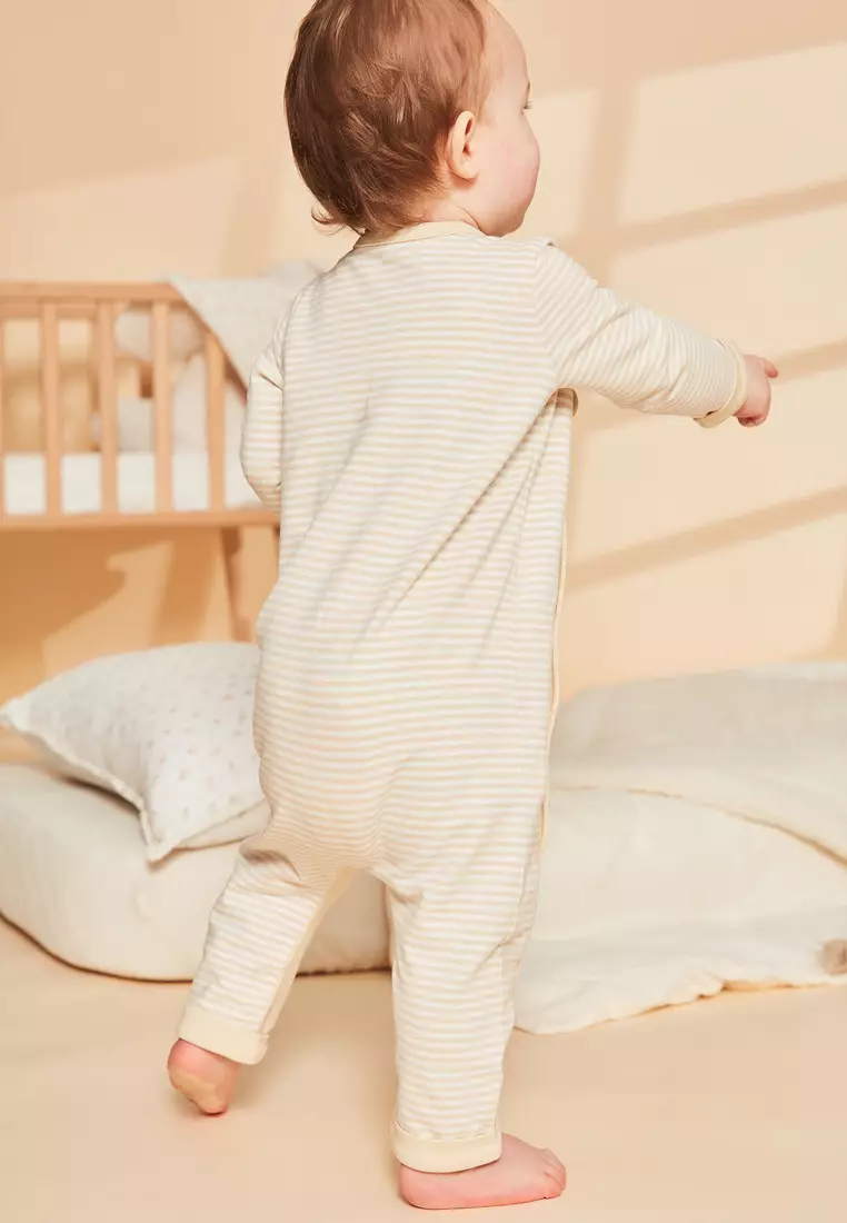 Light Beige Romper with Stripes Print