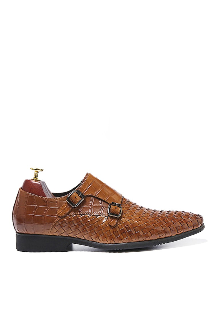 VANSA Braided Crocodile Leather Double Buckle Monks VSM-F02-9