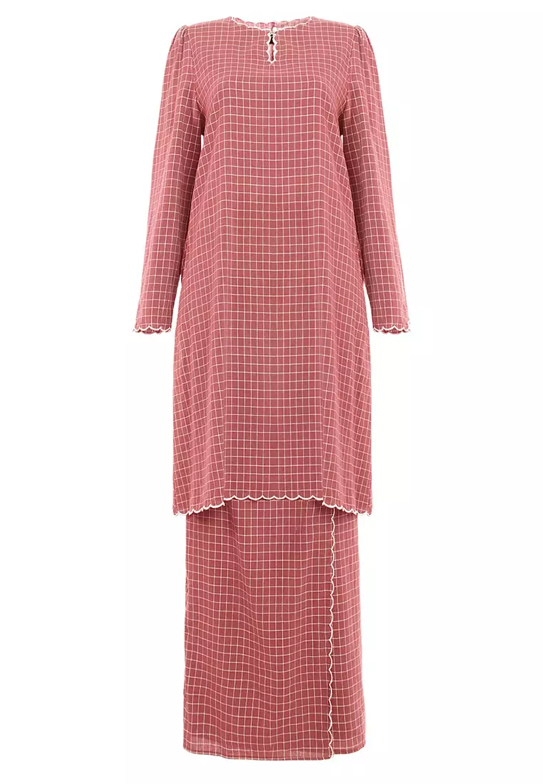 PREMIUM COTTON Norisa Blouse & Skirt - Brick Check