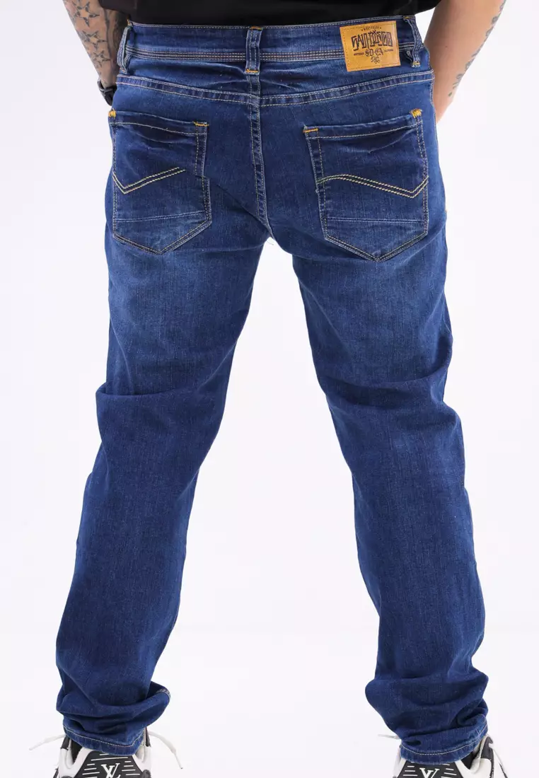 Denim Long Pants Slim Tapered Fit Stretch