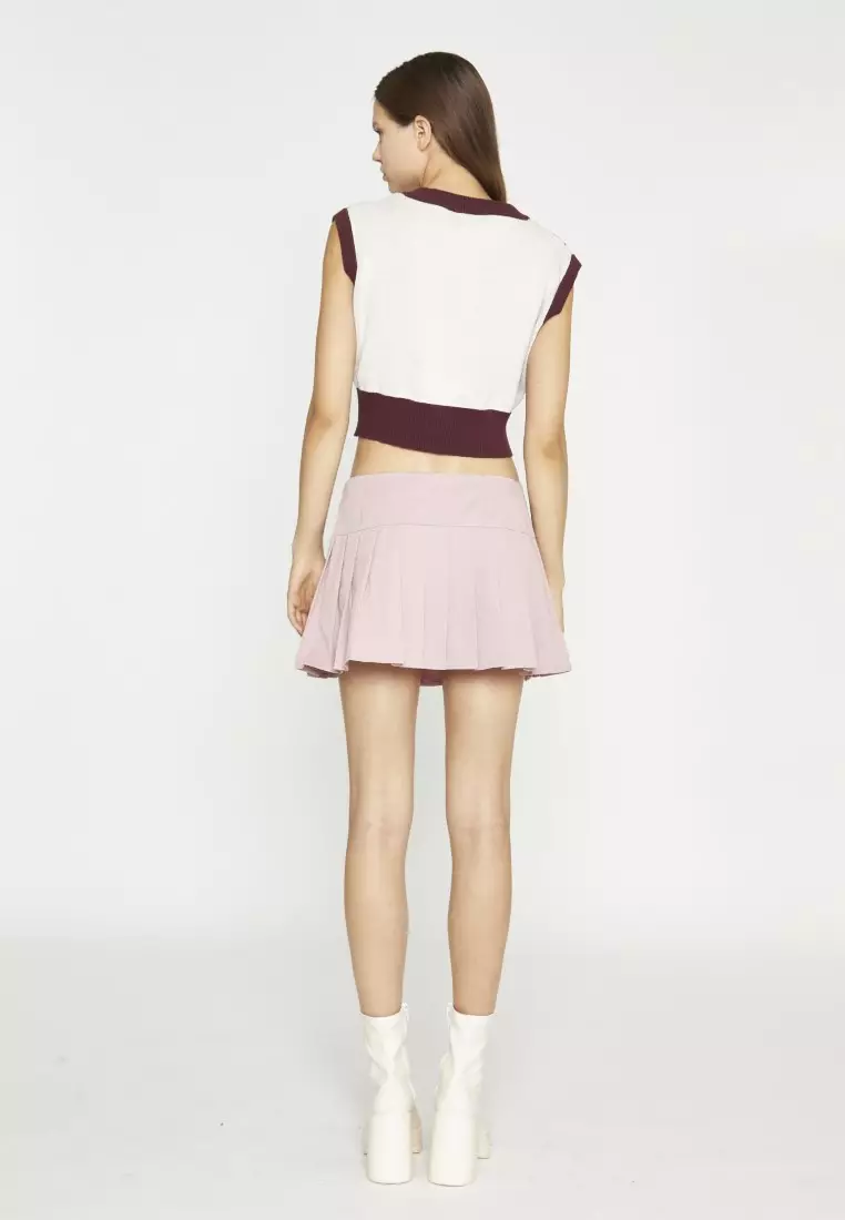 Rose Pink Pleated Mini-Skirt