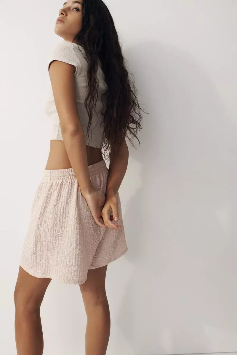 Textured jersey drawstring shorts