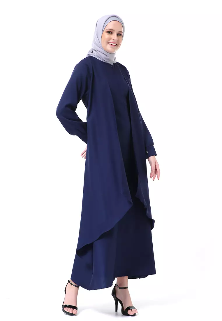 Catline Dress Gamis Jumbo Syar'i Lengan Panjang Regular Fit Premium Quality - Navy