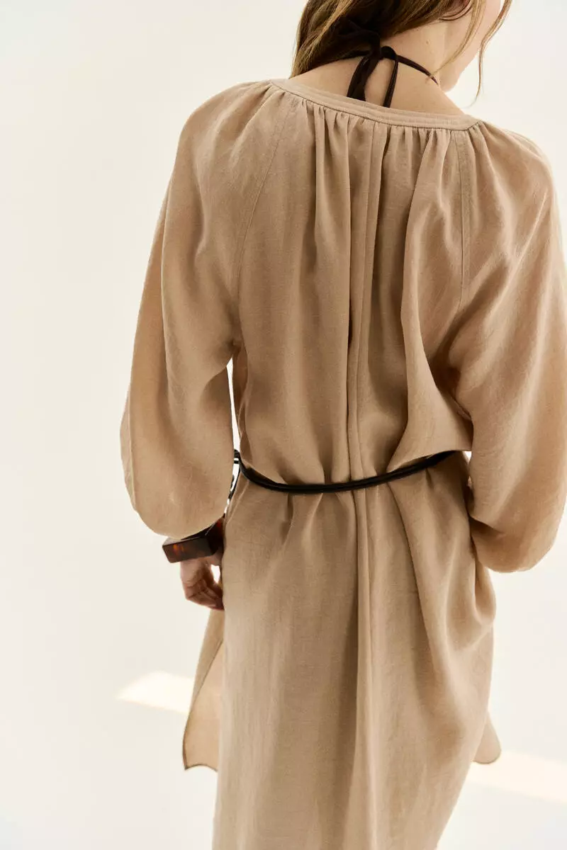 Oversized tie-belt dress