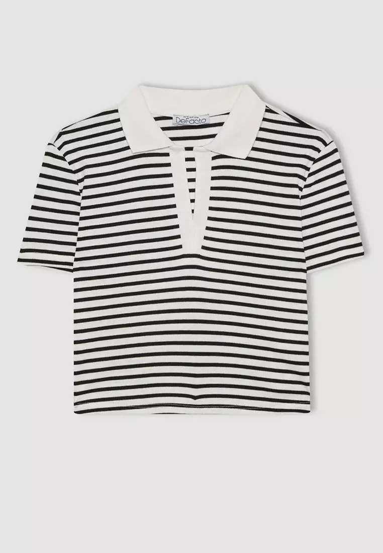 Polo Neck Ribbed Camisole T-Shirt