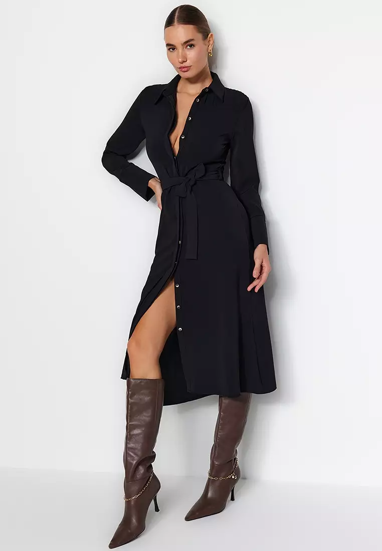 Collared Midi Shirt Dress