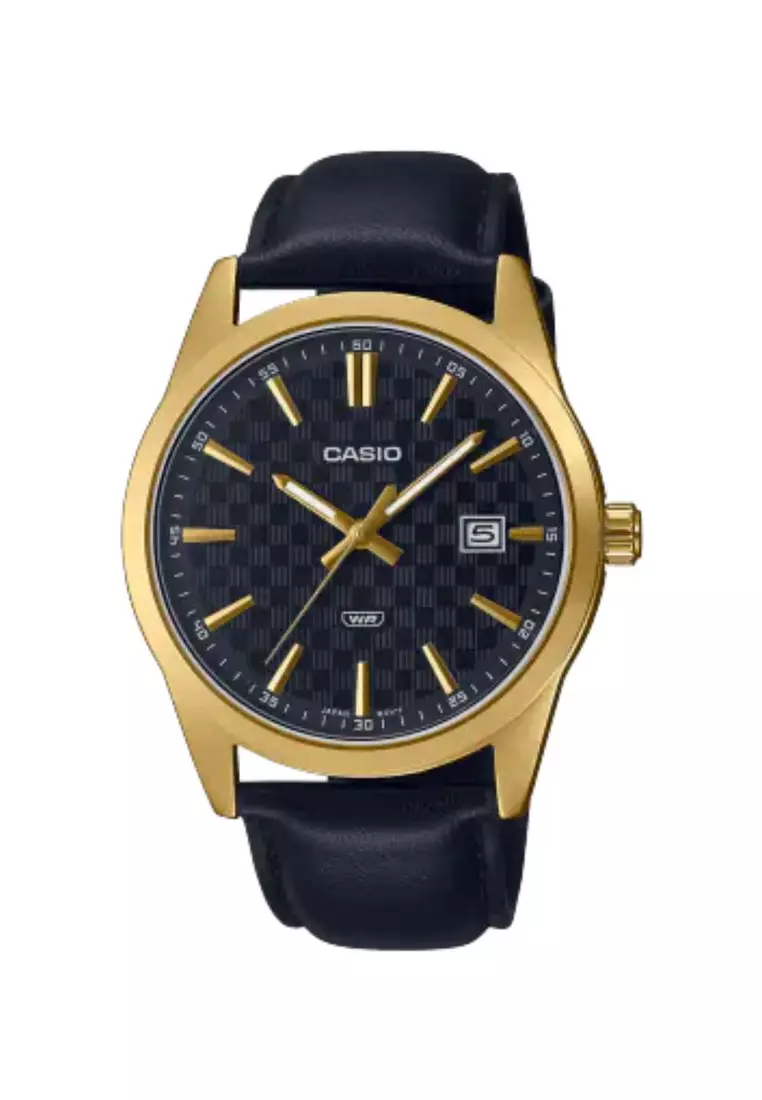 Casio Men s Analog Watch MTP VD03GL 1A Black Leather Band Watch for mens
