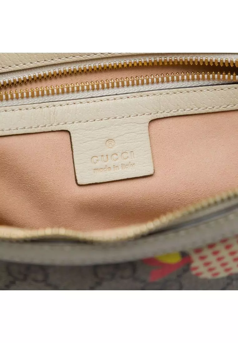 Pre-Loved Gucci Small Gg Supreme Les Pommes Ophidia Half Moon Crossbody