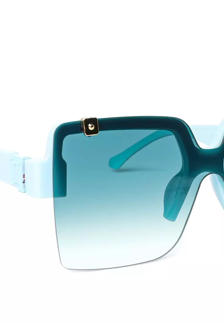 Kacamata Hitam Kotak Berwarna Kebesaran Berwarna Biru