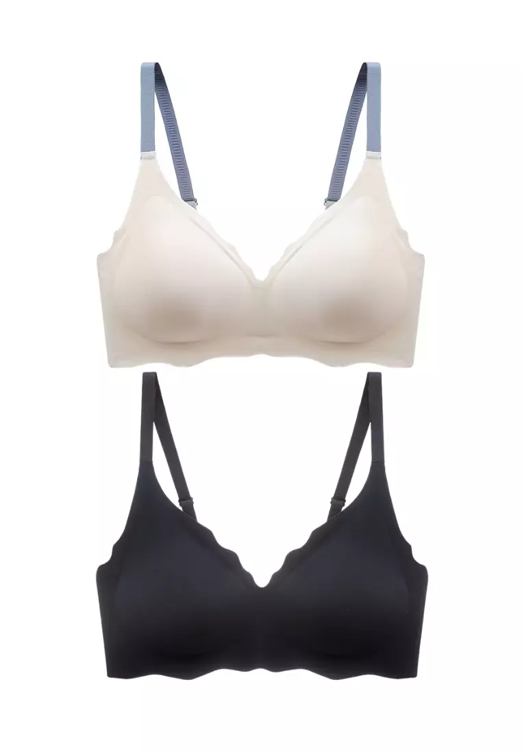 Buy Kiss & Tell 2 Pack Daisy Seamless Wireless Paded Push Up Bra in White  and Black Online