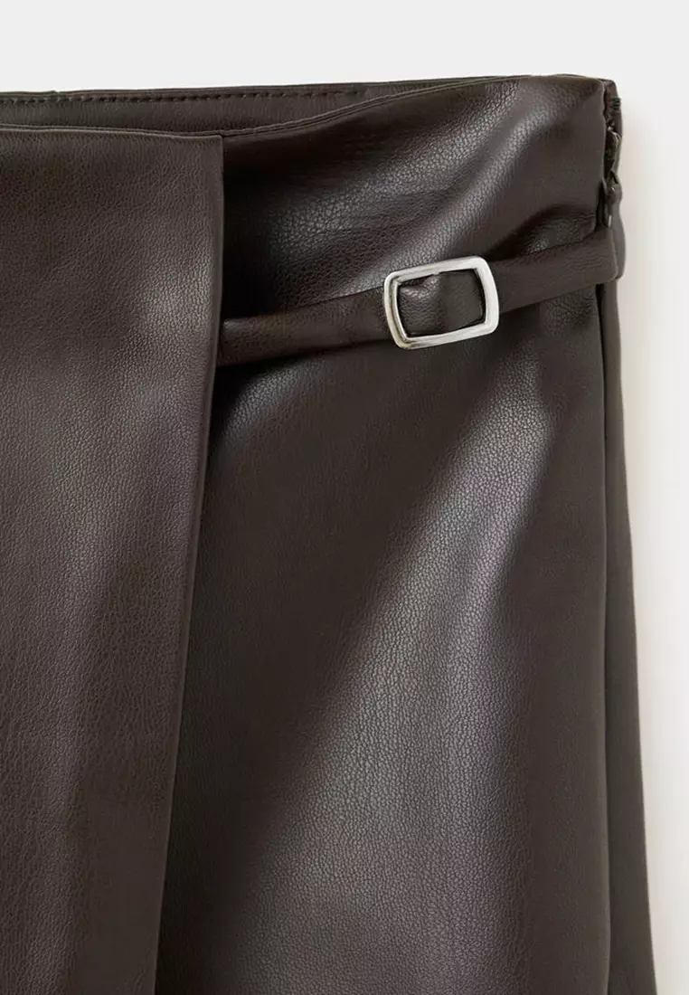Faux Leather Skirt With Buckle