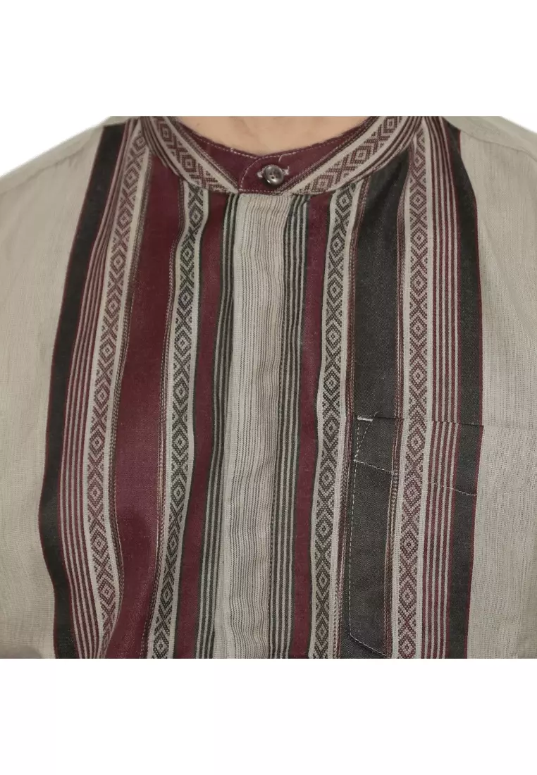 POLICE Kemeja Koko Border Coklat Regular Fit Pria