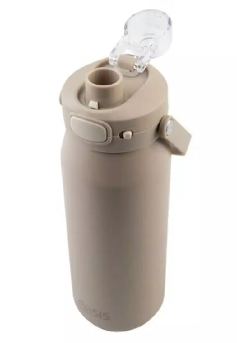 Oasis Ceramic Stainless Steel Triple Wall Capri Quick Release Drink Bottle 750ML - Latte