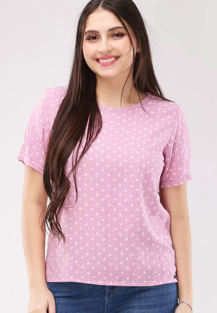 Woven Printed Rayon Short Sleeves Blouse