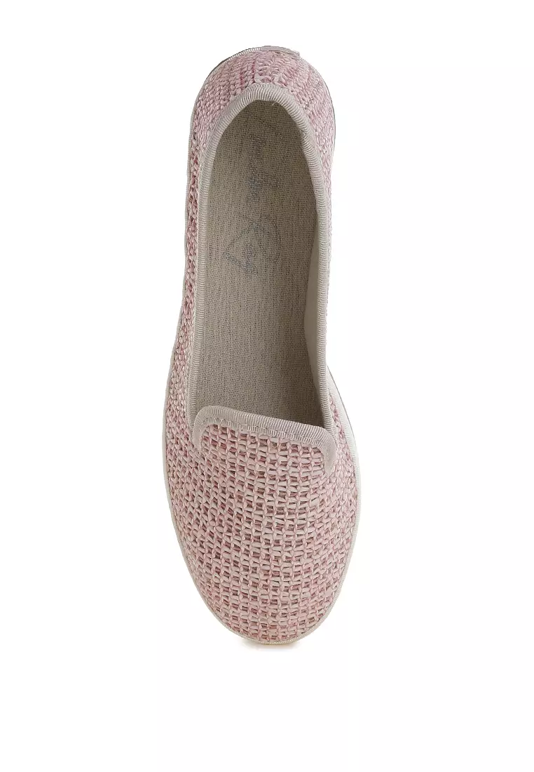 Sepatu Slip-On Ujung Bulat Warna Pink