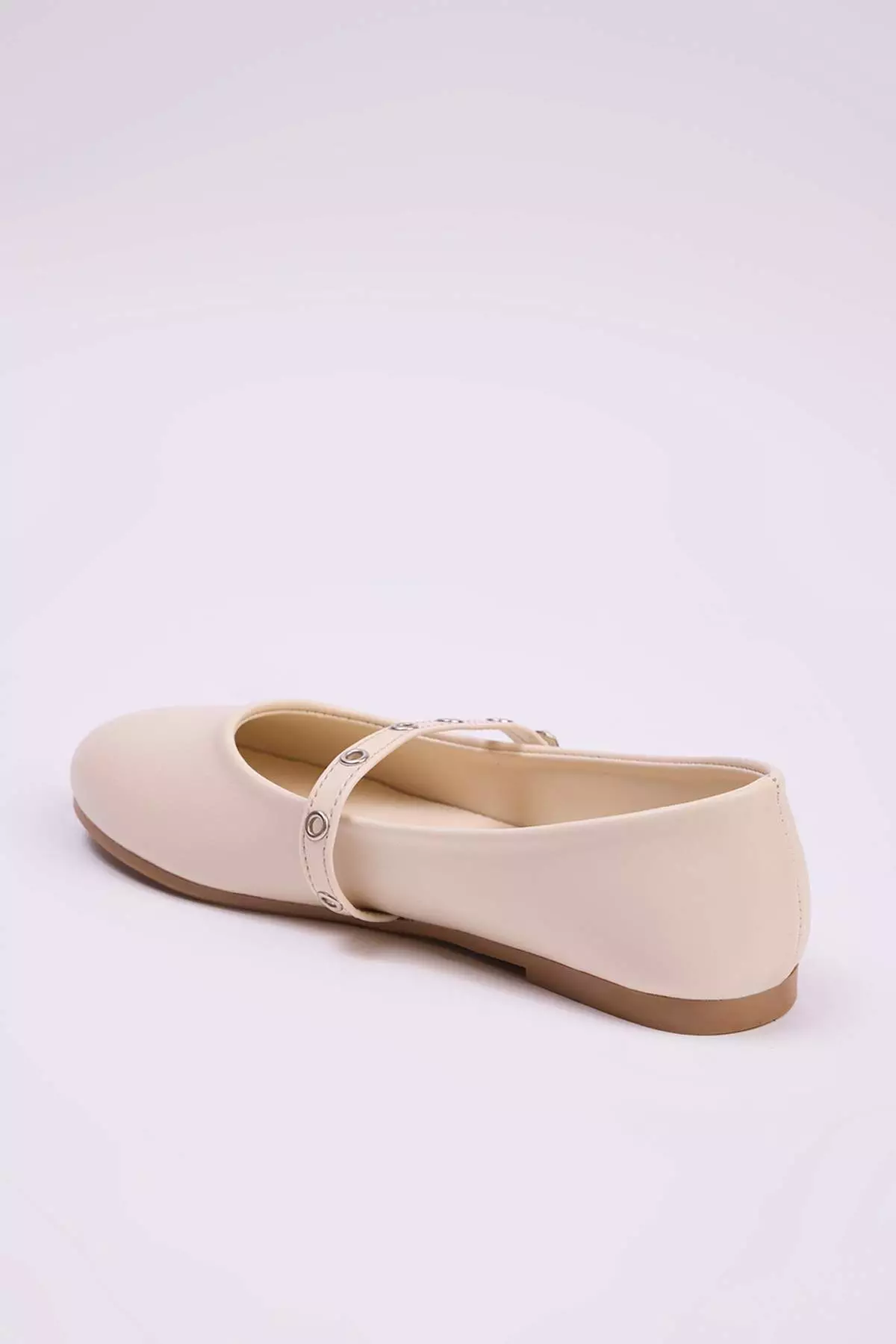 Cream Accessory Tape Detailed Big/Small Girls Kids Mary Jane Ballerina Takaw26Be00001