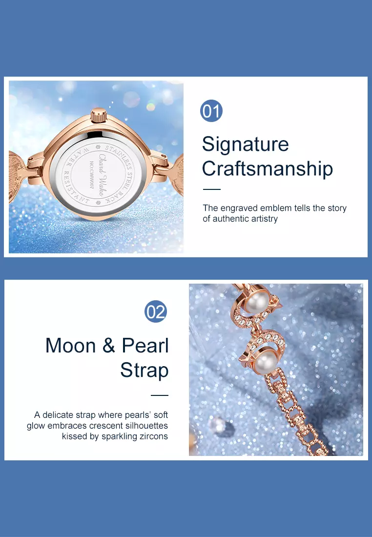 Jam Tangan Wanita Original Korea Style Pear Strap Anti Air Jam Tangan Cewek rosewhite