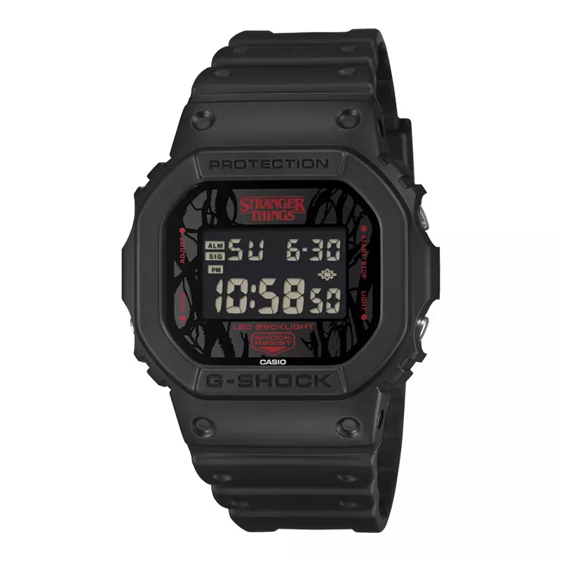 Jam Tangan Pria Casio G-Shock DW-5600STT-1JR Stranger Things Collaboration Models Black Resin Band (JDM)