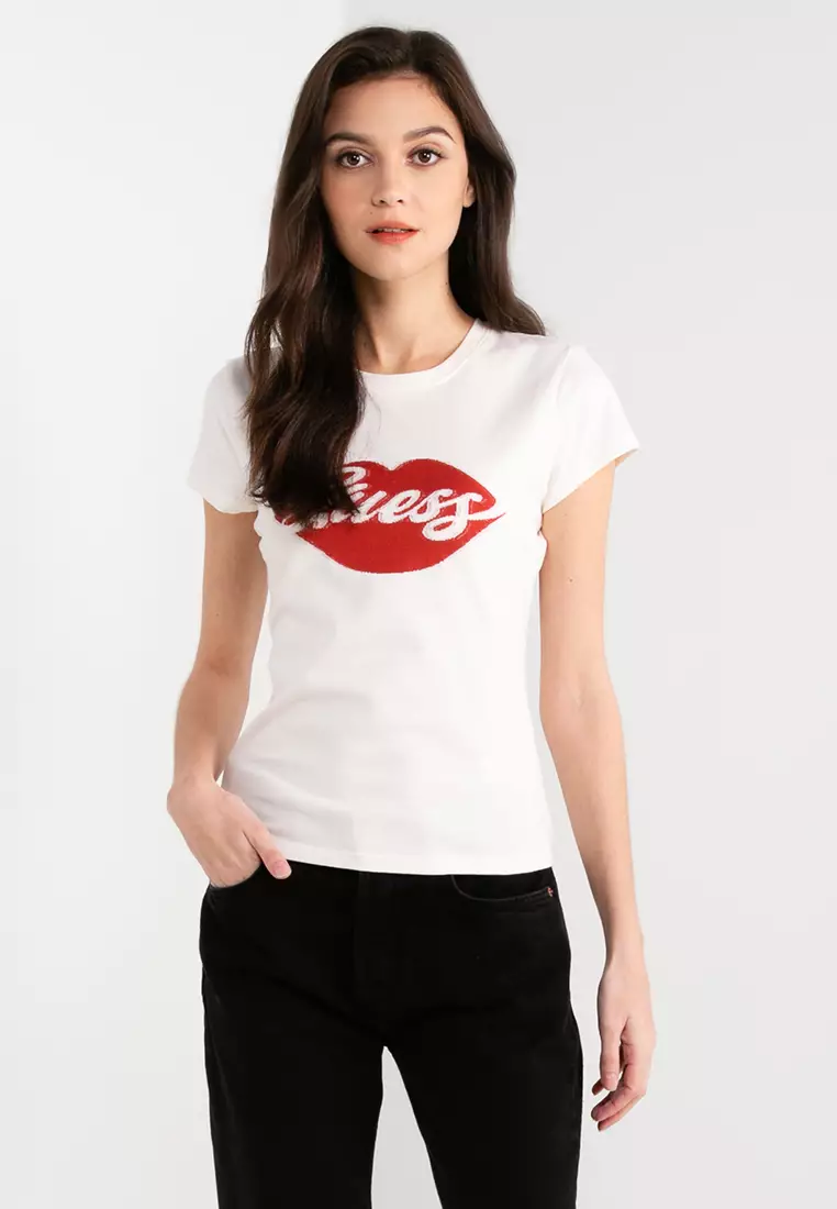Buy Guess Lips Logo Tee 2024 Online ZALORA Singapore