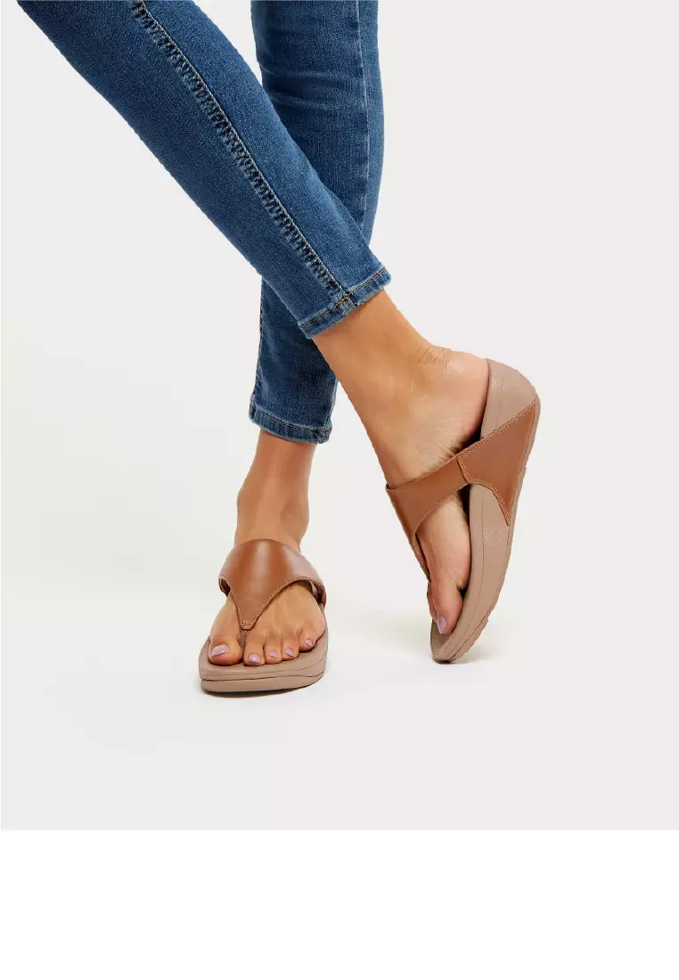 LULU Women's Leather Toepost Sandals - Light Tan (I88-592)