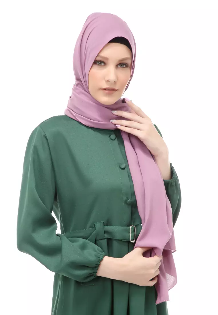 Cindy Hijab Pashmina Panjang Wanita Motif Polos Relaxed Fit - Lavender