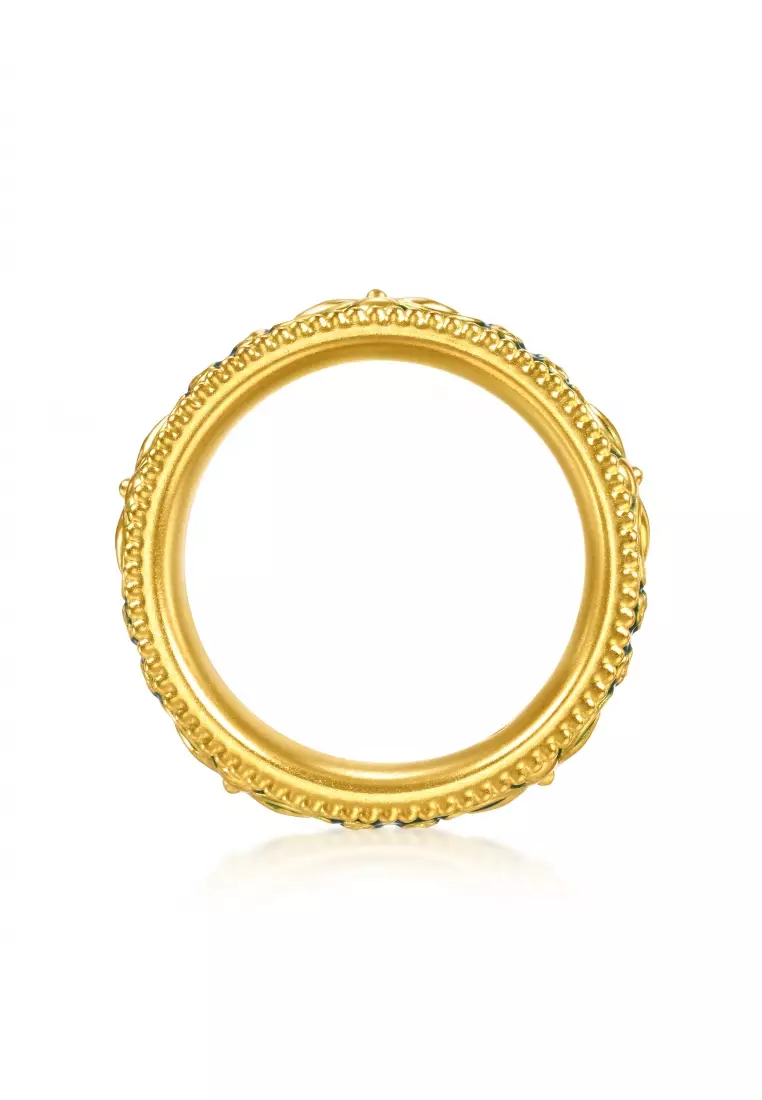 999 Gold Cultural Blessings Ethnic Element  Ring for Women (Size: 17, Diameter 18mm) 95631R