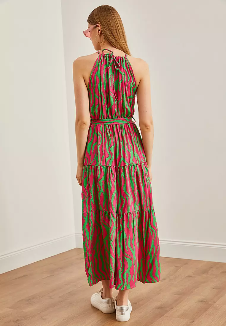 Halter Neck Belted Dress