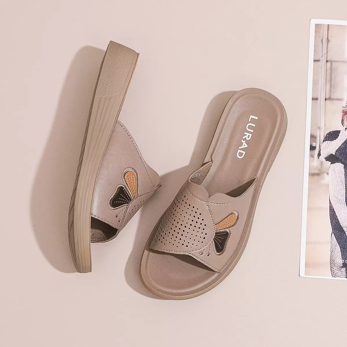 Sendal Cewek Flat Sandal Wanita Daily Kulit Asli YJ5201