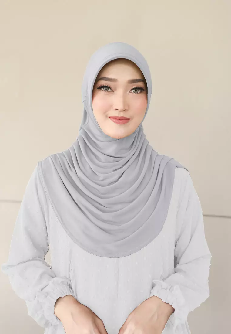 Zelena - Mahika Bergo | Hijab Instan Daily | Bergo Pad Kerut - Mineral Gray