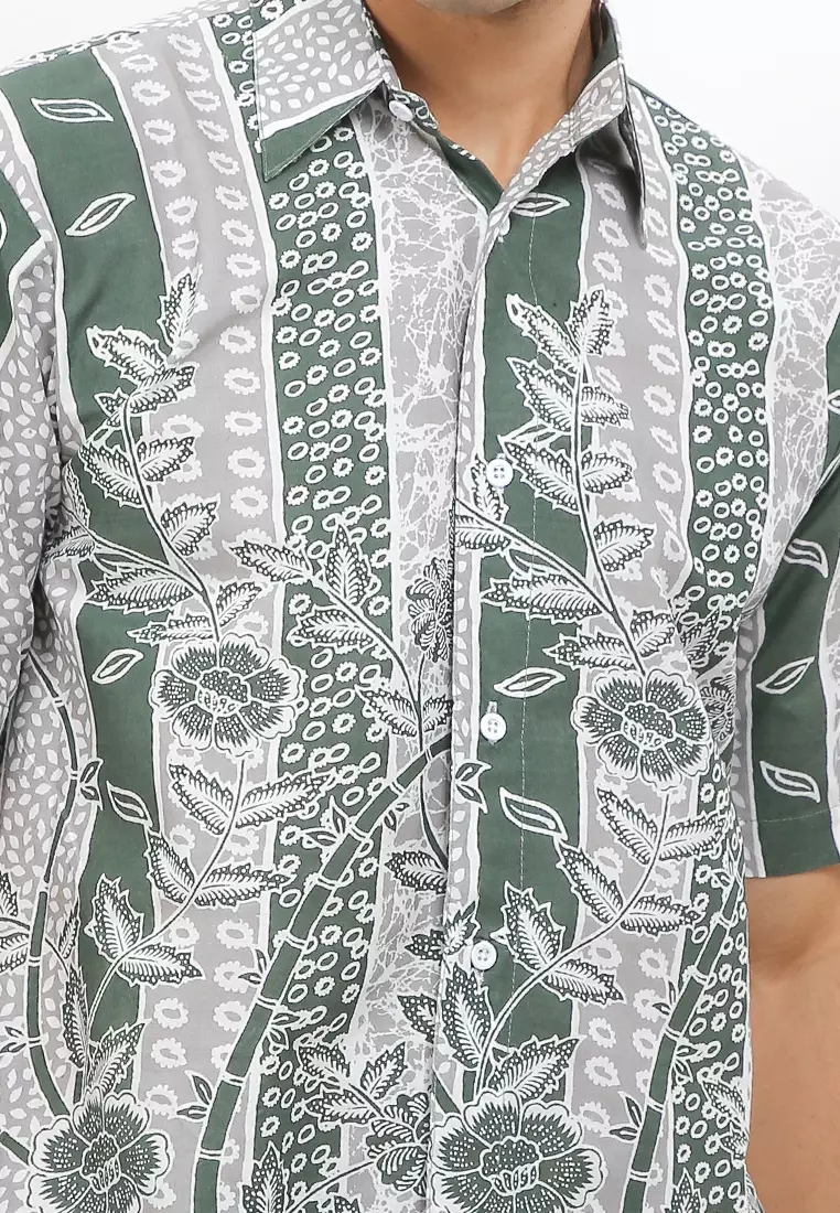 Flower Kemeja Batik Premium Pria Casual Modern Lengan Pendek