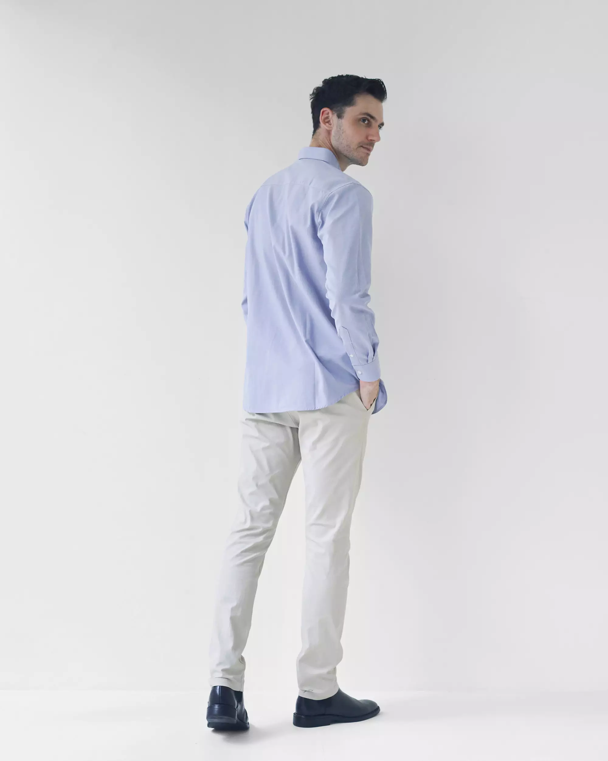 Cotton Well Marc Long Sleeve Oxford Shirt Wind Blue | Kemeja Pria Lengan Panjang Basic Polos Biru Ungu Muda