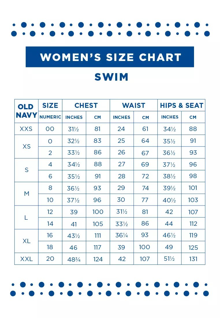 Old navy bathing suit sales size chart