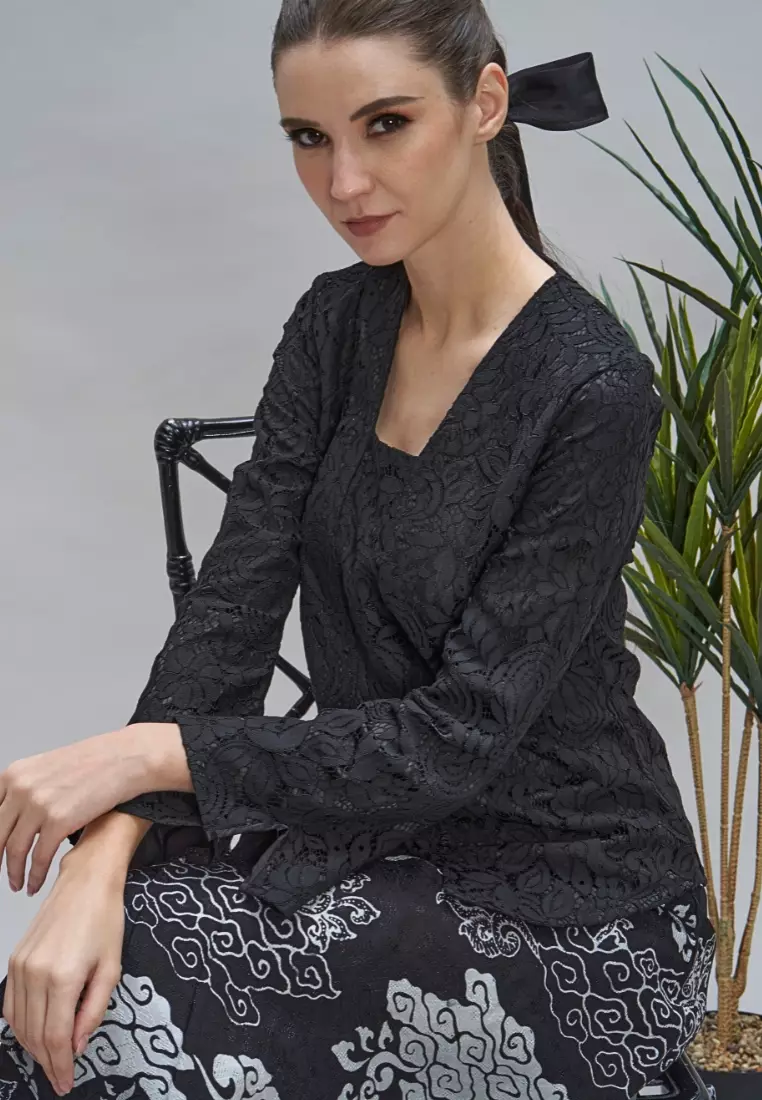 Black Lace Kebaya Top