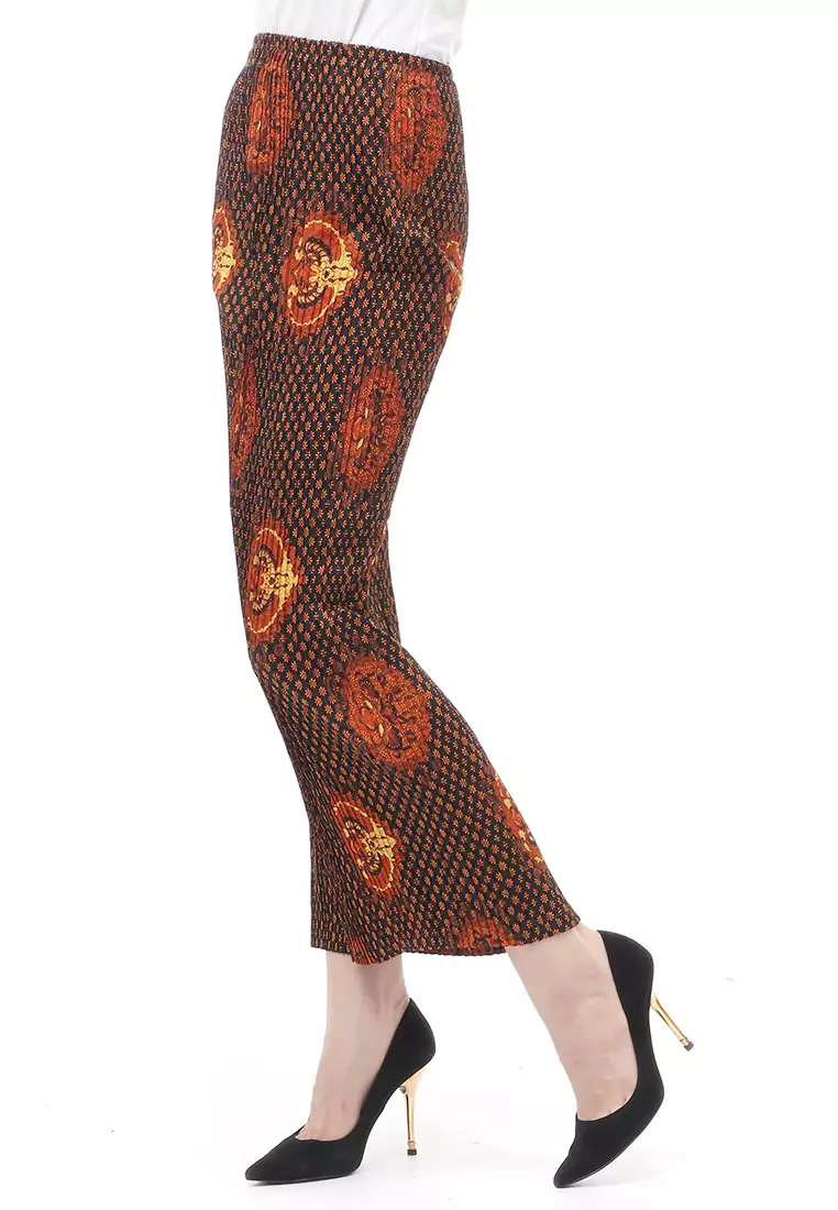 Rok Plisket Motif Batik Bawahan Wanita Design Casual - Truntum