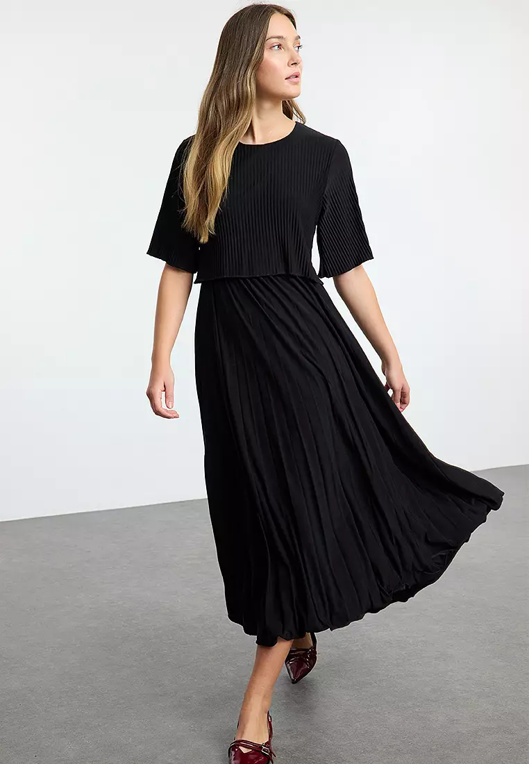Pleated Midi Dress