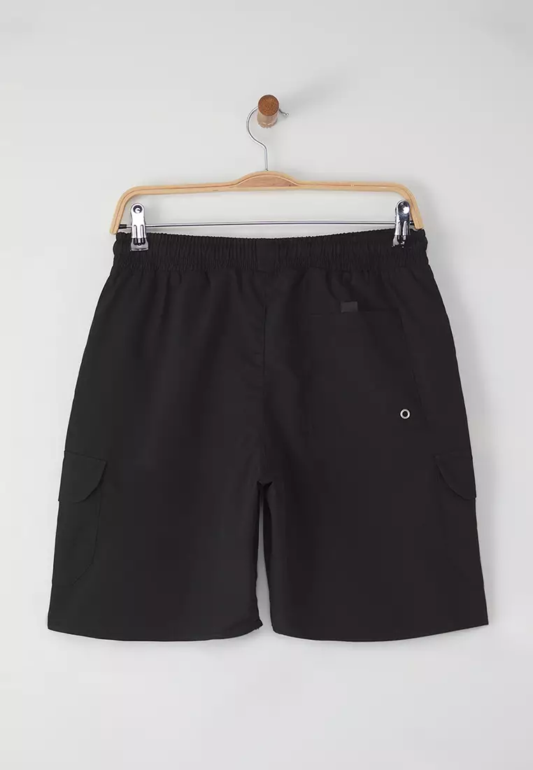 Black Cargo Pocket Standard Size Swimsuit Swim Shorts TMNSS22DS0028