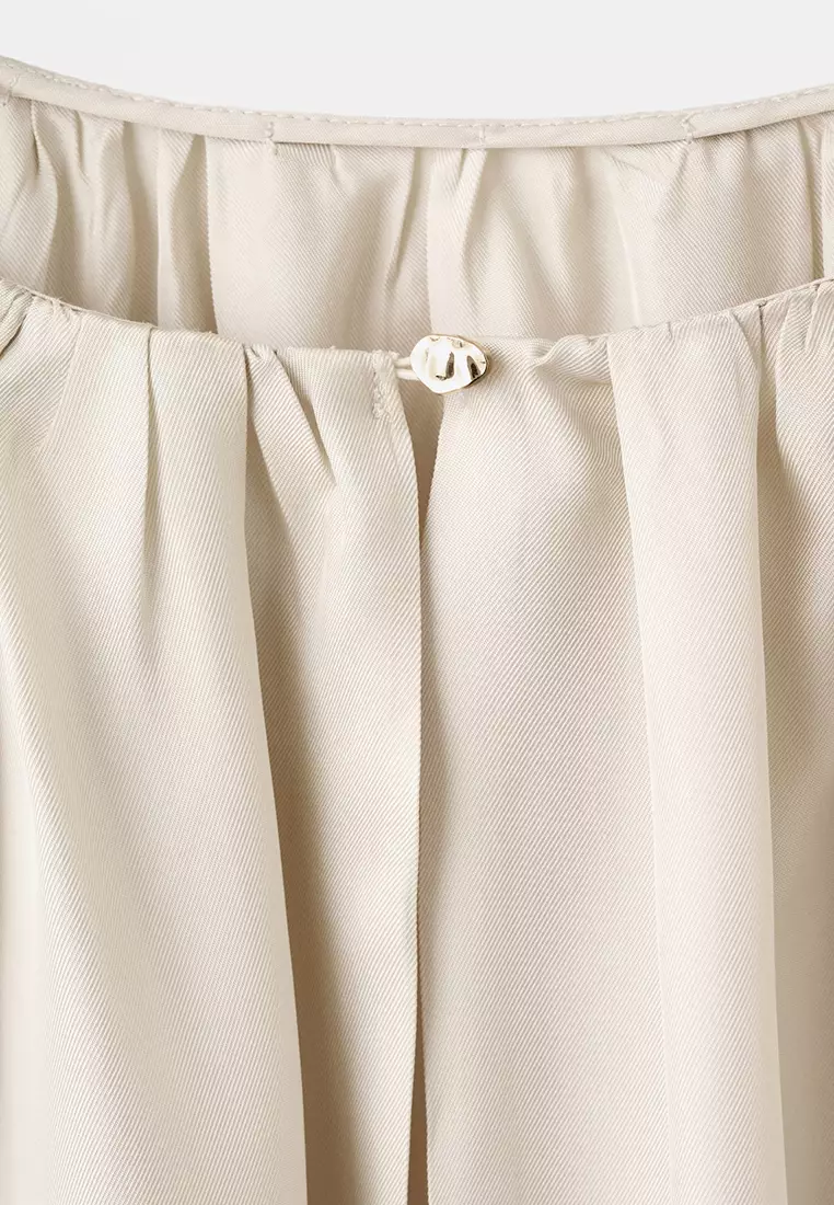 Blouse With Slits & Ruched Neckline