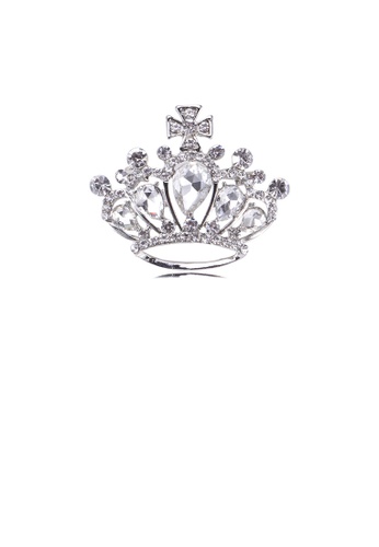 Glamorousky white Fashion and Elegant Crown Brooch with Cubic Zirconia 15B58ACDD0D570GS_1